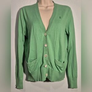 Vintage Ralph Lauren Sport Green Cardigan Women's Sz Large  Classic Preppy 90s
